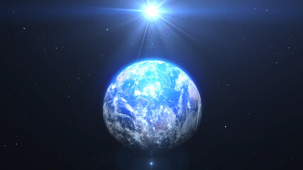 Planet earth from space Beautiful Sunrise world skyline.