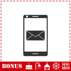 Smartphone email or sms icon flat