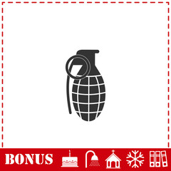 Hand grenade icon flat