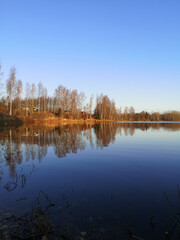 Fototapeta premium The autumn lake view in Finland. 