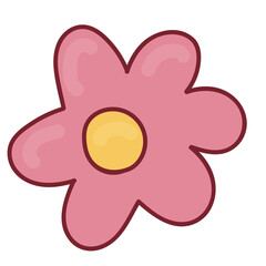 pink abstract flower, vector kids picture in doodle style, coloring book