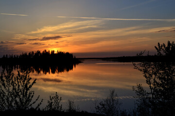 Fototapeta na wymiar Sunset on Astotin Lake