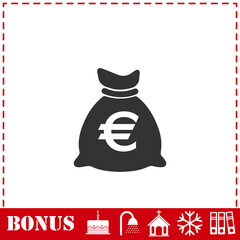 Money bag icon flat
