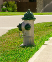 Fire hydrant along sidewalk in Conroe, TX neighborhood.