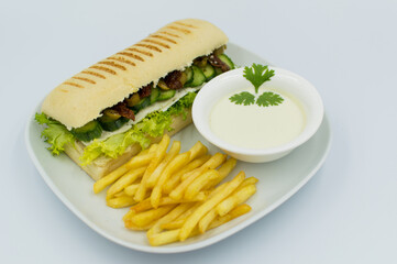 sandwich with cheese and vegetables