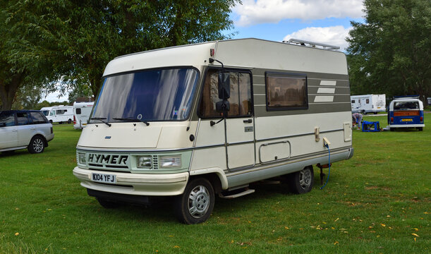 Hymer Camper Van parked in camping site.