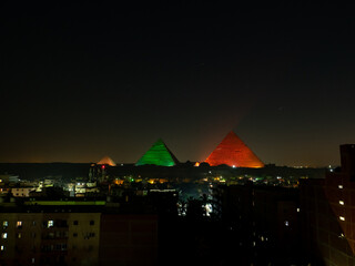 pyramid in giza at night colorful illustrated