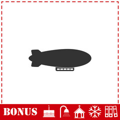 Airship zeppelin icon flat