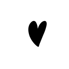 Cute kawaii hand drawn black heart isolated on white. Doodle contour digital art. Print for highlights social media post, sticker, tattoo, fabric, clothes, stationery, menu, cafe