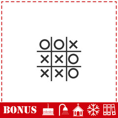 Tic tac toe game icon flat