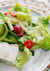 salad with vegetables and turkey close up