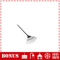 Gardening Rake icon flat