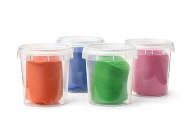 Plastic containers with colorful modeling clay