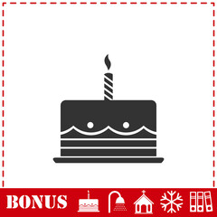 Birthday cake icon flat