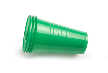 plastic cups on white background