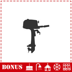 Naklejka premium Outboard boat motor icon flat