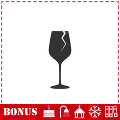Cracked glass icon flat