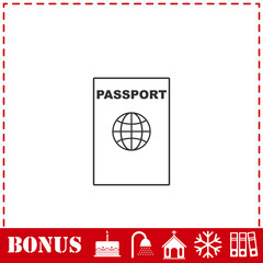 Passport line icon flat