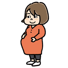 お腹を抱えた妊婦さん