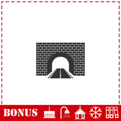 Road tunnel icon flat