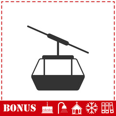 Fototapeta premium Ropeway cabines icon flat