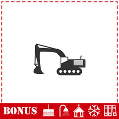 Excavator icon flat