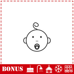 Cute baby with pacifier icon flat