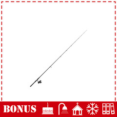 Fishing rod icon flat