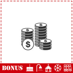 Dollars money coin icon flat