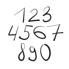 Hand drawn vector design set of numbers isolated on white background. 
