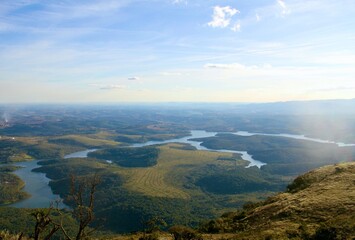 Rivers, mountains and blue sky in Minas Gerais, Brazil