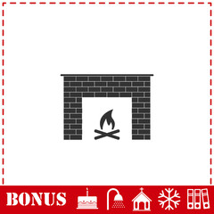 Fireplace icon flat