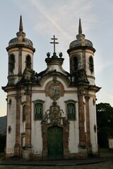 Obraz premium Ancient Catholic church in colonial style, Ouro Preto, Brazil