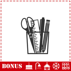 Office tools icon flat