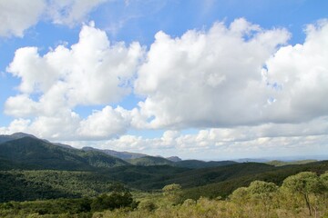 Mountains and sky view with clouds in Rio de Janeiro, Brazil