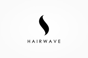 Abstract Black Hair Wave Logo Letter S isolated on White Background. Flat Vector Logo Design Template Element