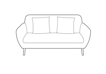 Drawing of a sofa with cushions