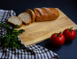 sliced bread with cheese and tomatoes