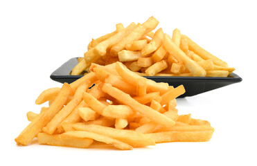 a pile of french fries isolated on white