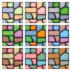 set of seamless pattern vector illustration of stone texture,
 in cartoon style and tileable, Useful for Website and Print 
backgrounds, game element and tileset
it can be used for game background too