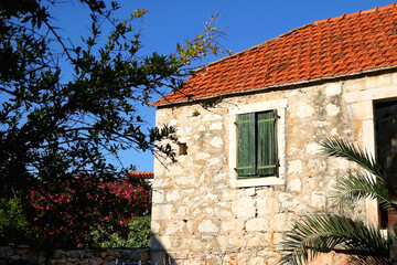 Traditional Mediterranean architecture in small town Sutivan, on island Brac, Croatia.