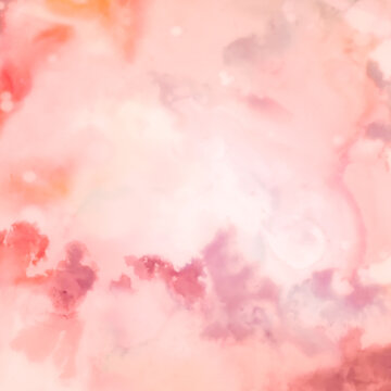 Gentle Ink Clouds Tile. Floral Ink Style. Pink, © Ольга Балан