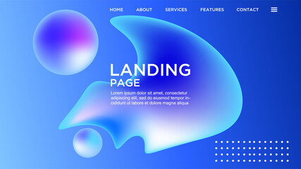 ILLUSTRATION LANDING PAGE WITH GRADIENT COLOR BACKGROUND. MODERN ABSTRACT LIQUID COLORFUL STYLE VECTOR GOOD FOR WEB,COVER DESIGN