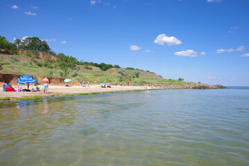Ukraine. Odessa. 06.28.20, The coast of the Black Sea. Beach in Odessa region.