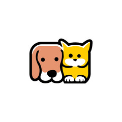 illustration of cute Dog and Cat in cartoon character,
Pet Shop Vector Logo Template. Unique cartoon design for blog, 
hotel, pet shop, veterinary clinic, etc