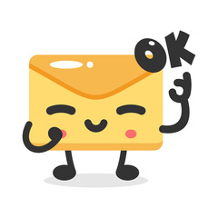 envelope mascot character and OK