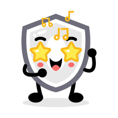 mascot character shield and sing