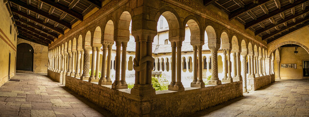 View on the cloister of the Cistercian abbey of Santa Maria di Follina, Treviso - Italy