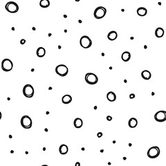 Hand drawn circles seamless pattern. Random dots loop texture background.