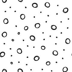 Doodle circles seamless pattern. Black dots texture background.